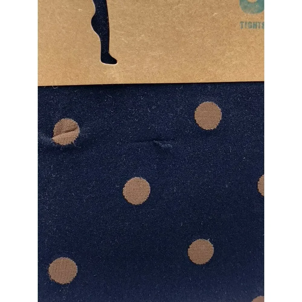 LOOK FOOTWEAR Women's Black-Brown Polka Dot Knit Pull-On Tights SZ OS